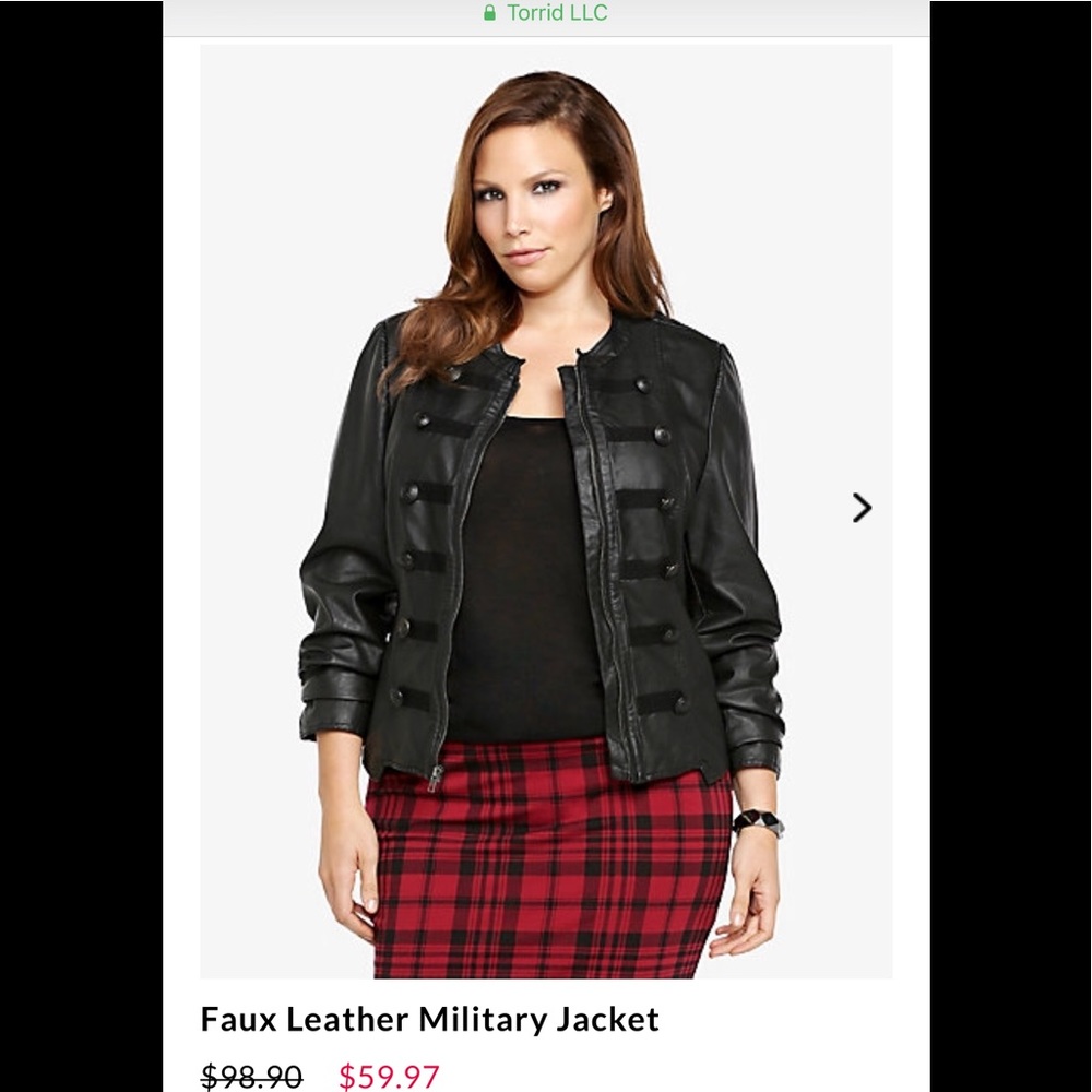 Torrid size 5 faux leather military jacket.⭐️😬